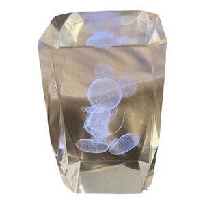 Disneyland Collection Disney Mickey Mouse 3D Laser Etched Hologram Crystal Cube